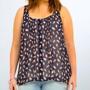 Torrid Chiffon Popsicle Flowy Babydoll Tank Top Shirt Size 0X Navy Pink 14 W